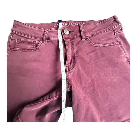 VTG American Eagle Women's SZ 8 MIDI SHORTS Denim Twill Burgundy Super Stretch - Picture 6 of 8
